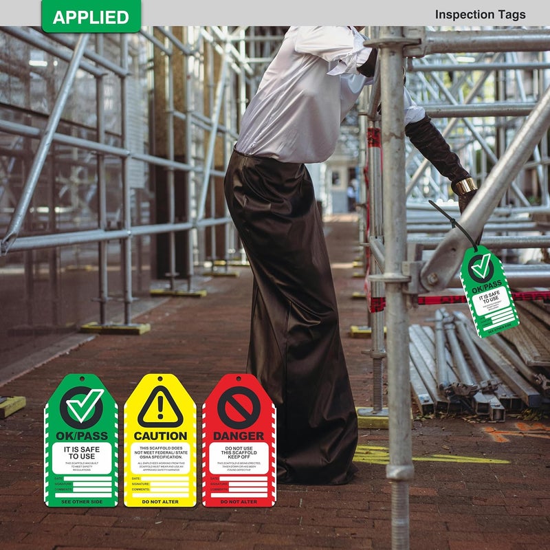 Fiivas Scaffold Inspection Tags 50 Pack, Performance Never Tear Scaffolding Safety Inspection Tags, Waterproof Scaffold Inspection Tag Outdoor, OSHA Compliant Scaffold Tags Cards Red Yellow Green - Image 5